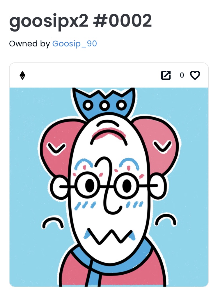 goosip_90's tweet photo. Goosipx2 #0002
Rotation ver.
https://t.co/EG2eDuHqq4
#NFT #opensea #PFPs
#Goosip #Goosipx2 https://t.co/dY3PsqE0Zs