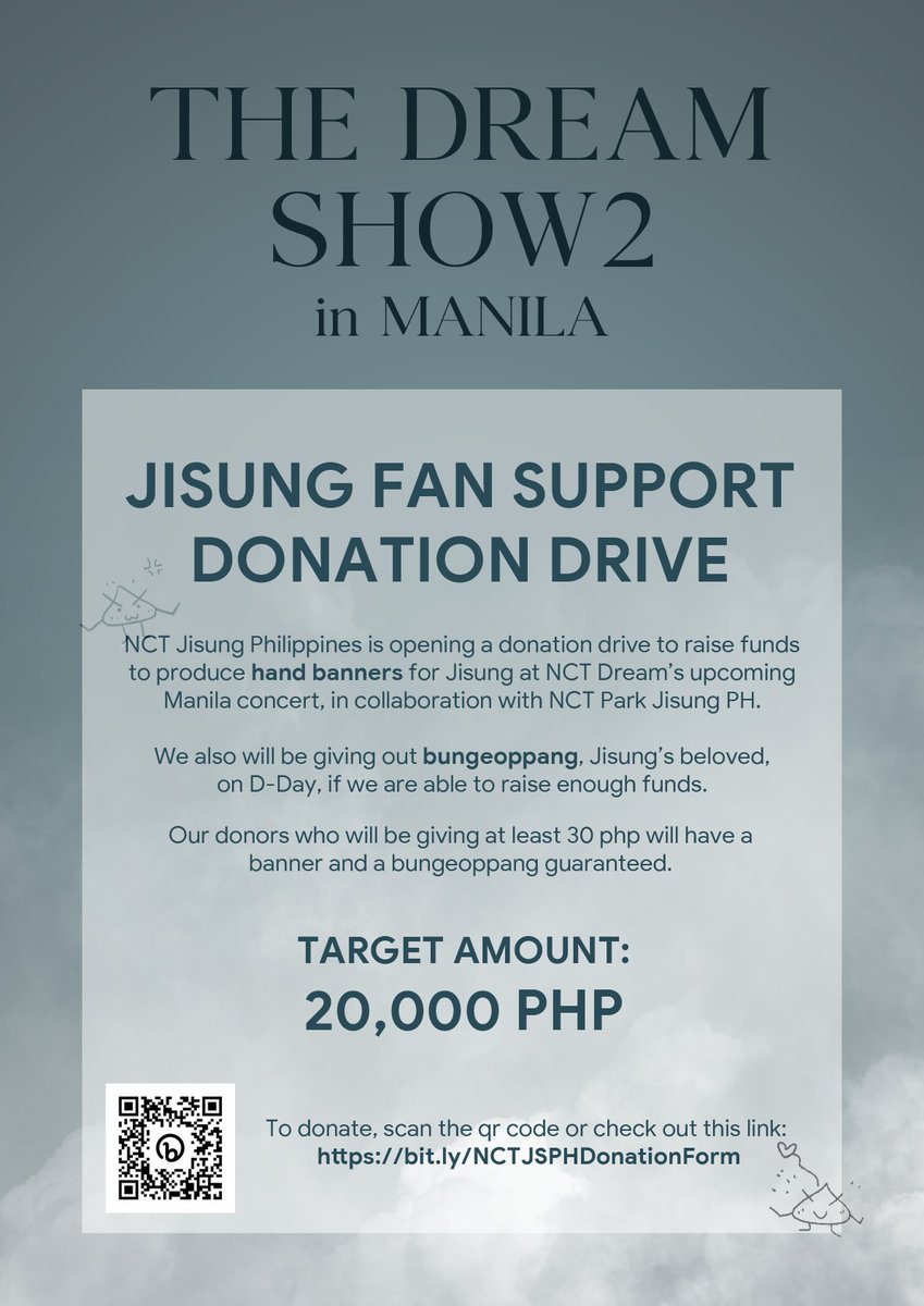 NCTJisung_Ph's tweet photo. ☄️NCT Jisung Philippines Fan Support Donation Drive for #THEDREAMSHOW2_in_MANILA ☄️

Hand banners and bungeoppang, anyone?

To donate and for more details:
https://t.co/RHEMMzsSd0

#NCTDREAM #JISUNG #지성 
#NCTDREAM_THEDREAMSHOW2
#THEDREAMSHOW2_In_A_DREAM https://t.co/pk3D2J5jks