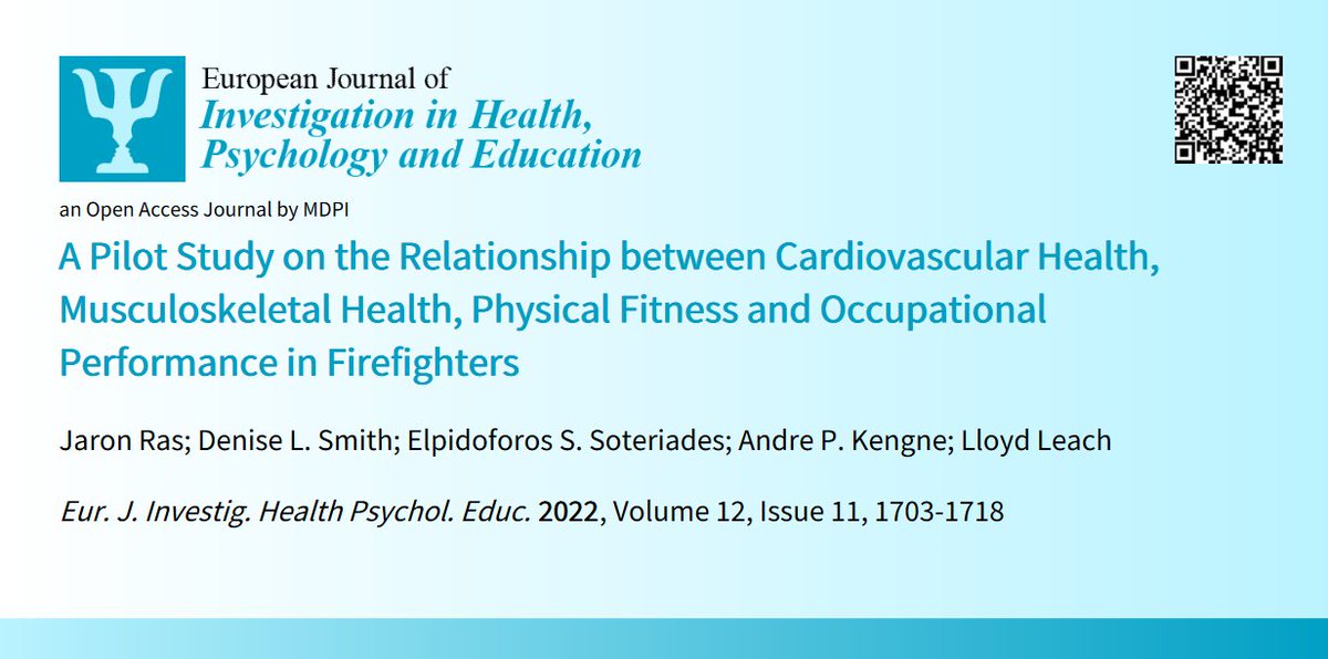 EJIHPE_MDPI's tweet photo. 🤩Welcome to read👉"A #PilotStudy on #Relationship between #CardiovascularHealth #MusculoskeletalHealth #PhysicalFitness #OccupationalPerformance in #Firefighters"📜by🧑💻Jaron Ras, Denise L Smith @esoteriades Andre P. Kengne & Lloyd Leach:📍https://t.co/iJEWm9KEpS
#CVDriskfactors https://t.co/ody7wGjDcA