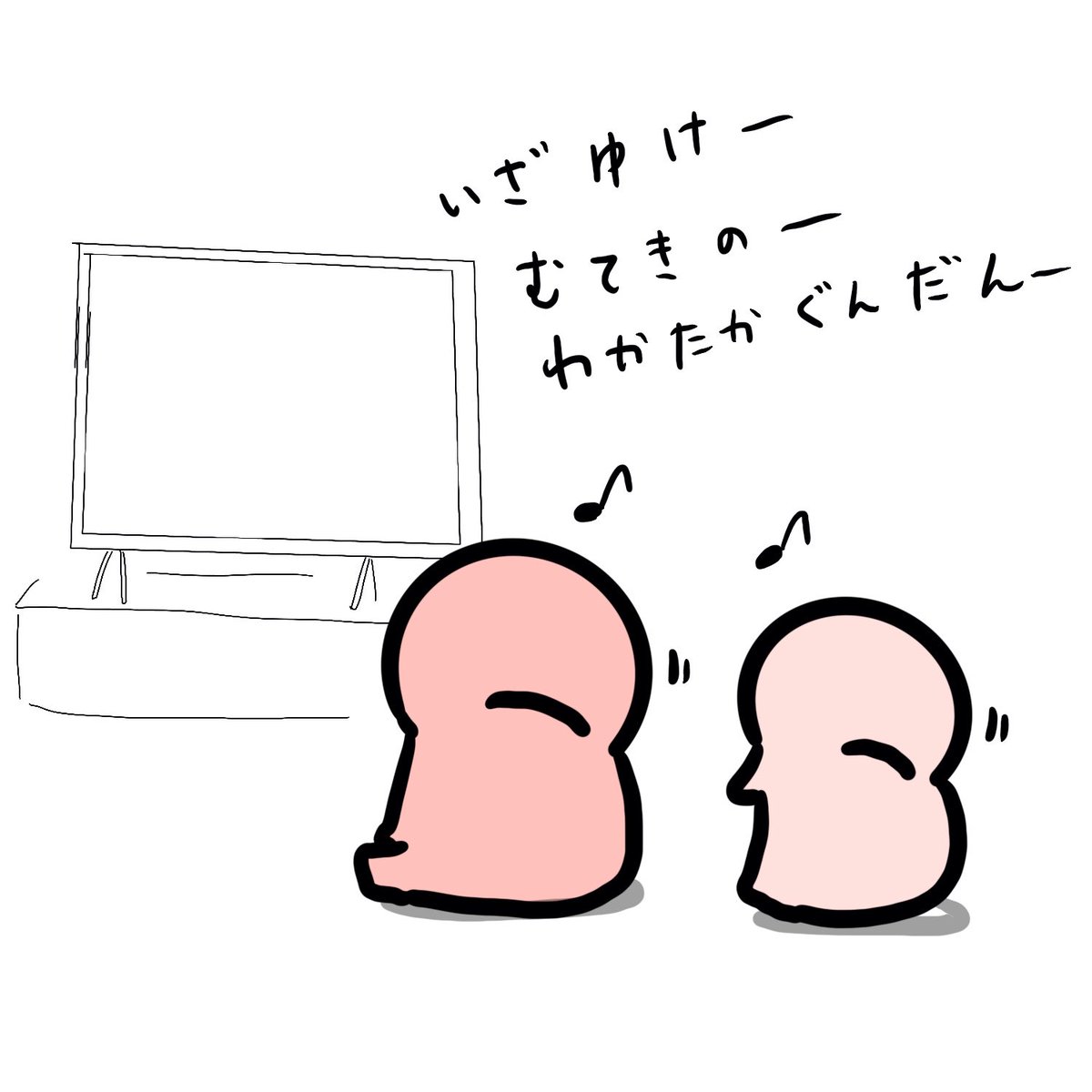 ホークスさんの応援歌でリズムに乗るチビさんズ。 