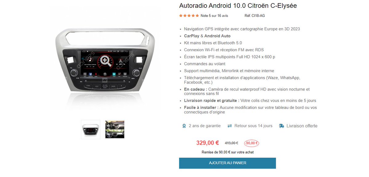 AdnGps's tweet photo. Autoradio Android 10.0 Citroën C-Elysée https://t.co/oUlKmU02nH