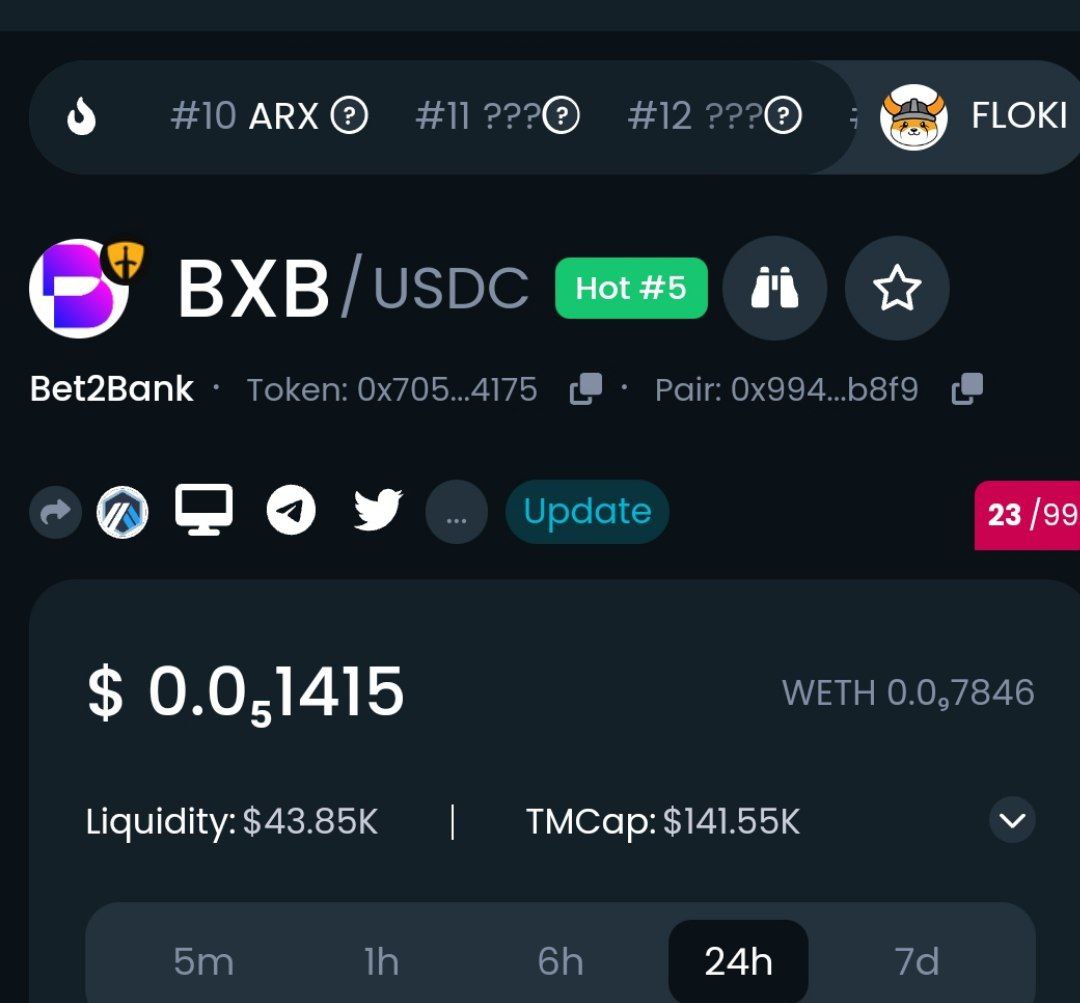 Grafdan2's tweet photo. @cryptogems555 Just launched yesterday @Bet2BankBXB Is still within reach,  ape in now 
#BET2BANK #BXB #Arbitrum https://t.co/9eZSlu7SrH