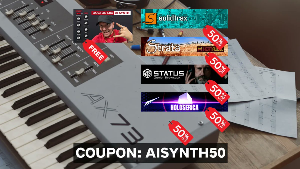 martinic's tweet photo. Hurry up and get your hands on the AX73 and its collections with 50% off coupon code before the offer ends in just 48 hours! Don't miss out on this incredible deal! 🎹🎵

#LastChanceToSave #CouponCode #Martinic #DoctorMix #AISynth #AX73 #50PercentOff #Coupon #LimitedTimeOffer https://t.co/kdHQGapIzh