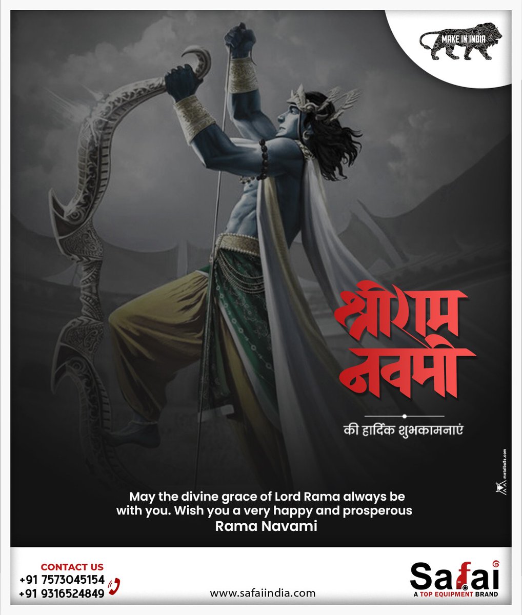 SafaiIndia's tweet photo. Happy Ram Navmi
#Safai is the manufacturer of professional cleaning equipment. Our product #vacuumcleaner #scrubbers #sweepers #highpressure #SpecializedMachines
visit Us:- https://t.co/h924ca38zh
Contact us:- 7573045154
#sriramnavami2023 #safai #topequipment #cleaningmachines https://t.co/DeCFUBS3wh