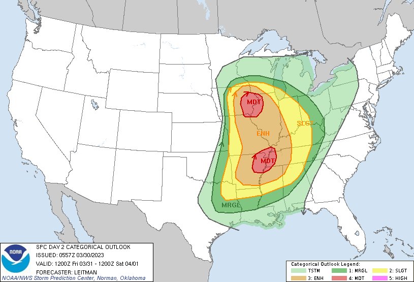 Zander Sahlia on Twitter: "RT @NWSSPC: 12:59am CDT #SPC Day2 Outlook