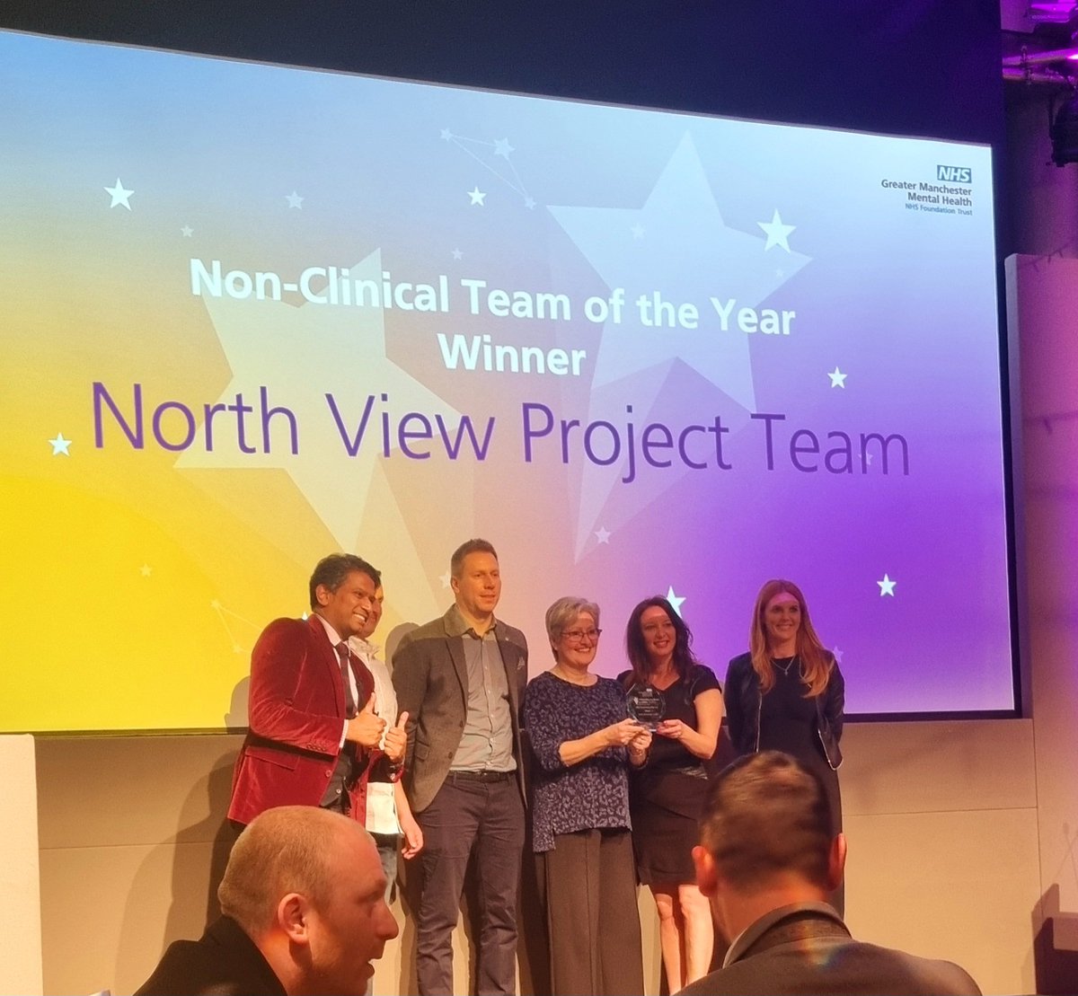 <a href="/GMMH_NHS/">Greater Manchester Mental Health</a> <a href="/DGoodman_GMMH/">Deborah Goodman</a> @dent2_zoe <a href="/Salougi9/">Sarah Williamson</a> <a href="/BhandaryNishan/">nishan bhandary</a> Well done North View Project Team on last night's win at the Celebrating Excellence Awards!👏👏