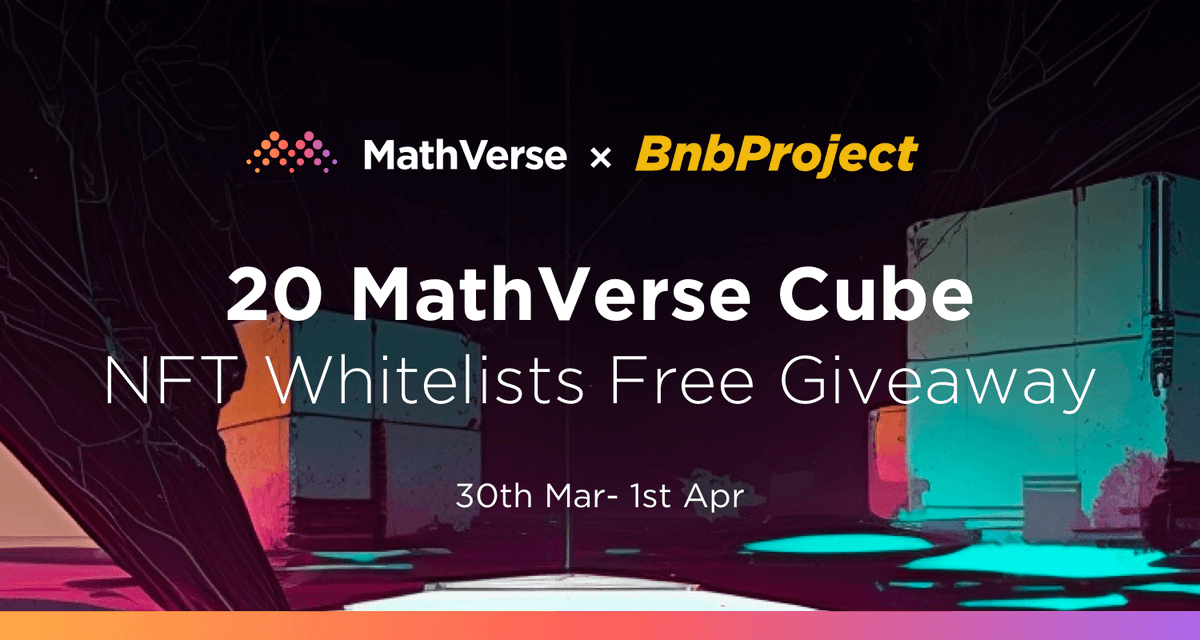BNB Project (@bscprojectorg) on Twitter photo 20 MathVerse Cube NFT Whitelists Free #Giveaway!
To enter:
❤️Follow <a href="/BscProjectOrg/">BNB Project</a> & <a href="/MathVerseNFT/">MathVerse AI Agent</a>
🔄RT & @ 3 friends
✅Complete
launchpad.collectify.app/#/participate?…
#BNBChain #Giveaway #NFTs 20 MathVerse Cube NFT Whitelists Free #Giveaway!
To enter:
❤️Follow <a href="/BscProjectOrg/">BNB Project</a> & <a href="/MathVerseNFT/">MathVerse AI Agent</a>
🔄RT & @ 3 friends
✅Complete
launchpad.collectify.app/#/participate?…
#BNBChain #Giveaway #NFTs