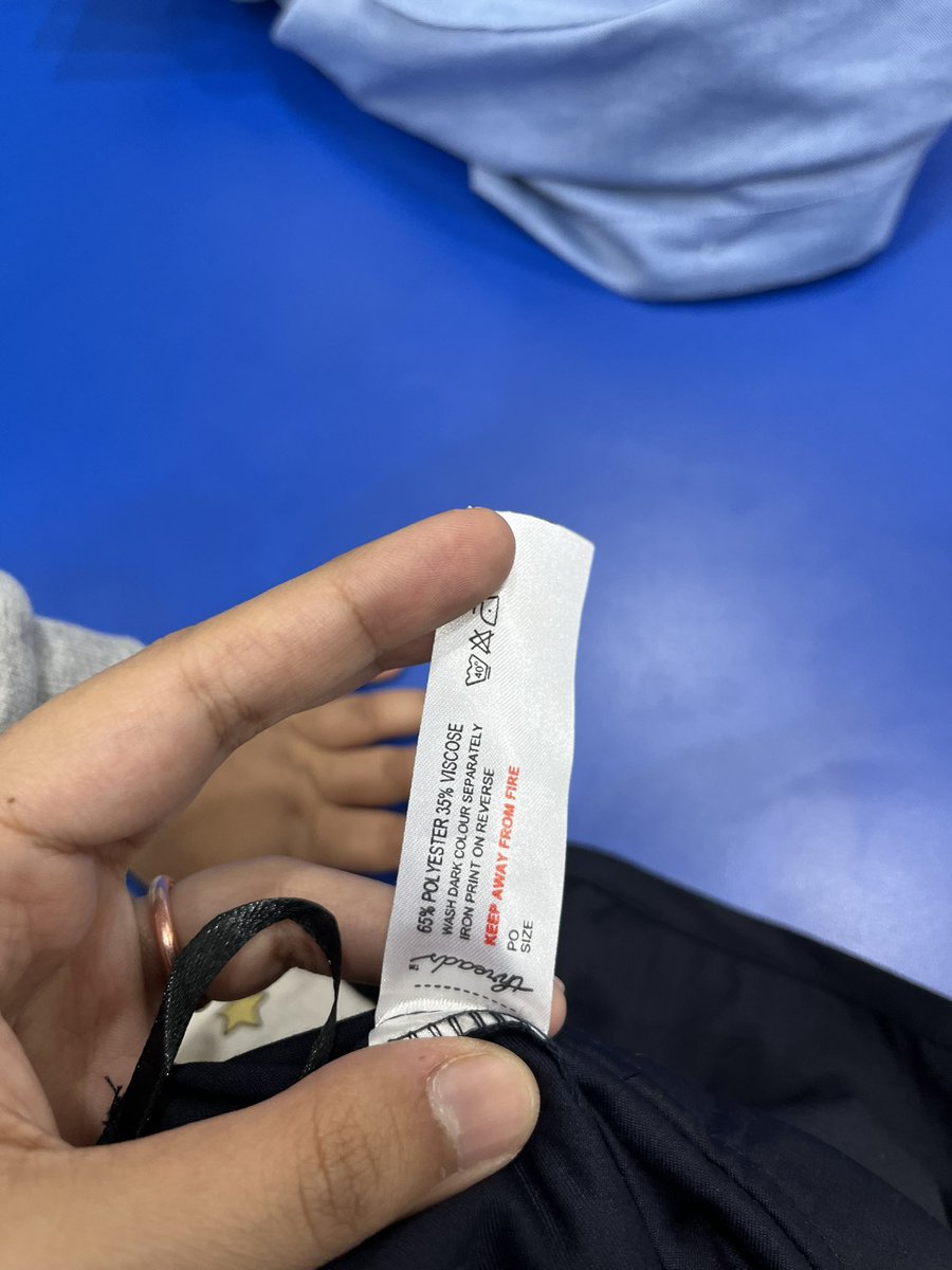 gargiuvacha's tweet photo. Request @MOEUAEofficial , @MoCCaEUAE and @mariammalmheiri to make natural fibre Uniforms compulsory in the UAE!  

Effect on Children due to Toxic Clothing- 
☠️ Polyfibre being flammable, they are coated with fire resistant chemicals. These are carcinogenic.
☠️ Thyroid, autism and various diseases are largely connected with these chemicals.
☠️ They cause skin rashes 
☠️ Difficult for kid’s skin to breathe 

A child until 15-16 should NOT wear any Polyfibre, only organic fibre. 

Effect On Environment -
☠️85 Bn pieces go into the land field every year. 
☠️Most of it is polyester. Artificial fibre which has harmful materials and chemicals is the no. 1 cause of pollution in the world today.
☠️Polyfibre is everywhere. It enters the soil, water, air, ultimately our bodies.
☠️Studies say every human being has enough plastic in their system to manufacture a credit card.

Attached is the material of the Uniform of my 3 year old!