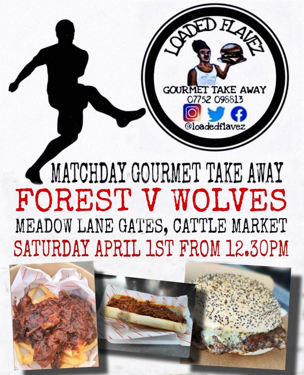 LoadedFlavez's tweet photo. See you Saturday!
#wolves #nottinghamforest #forestfans #wolvesfans #pulledpork #steakburgers #saltnpepperchicken #gfoptions #PremierLeague #nottingham #cattlemarket #meadowlane #meadowlanegates #comesayhi #seeyousaturday https://t.co/p3L9xV7luL