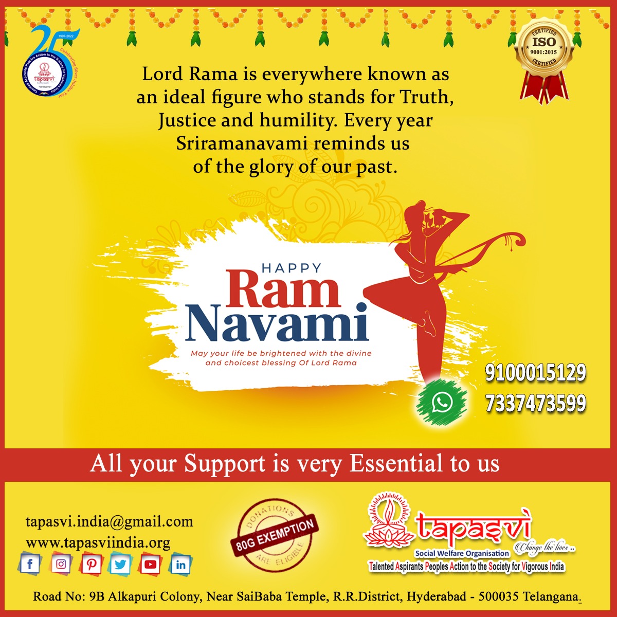 tapasviindia's tweet photo. Rama’s incarnation brought to our lives a wonderful set of values including truth, righteousness, courage, brotherhood and justice. Let us resolve to inculcate those ideals in our lives on Ram Navami Day to see that we move towards a new era of peace, prosperity and tranquility. https://t.co/BHtjXcbY1v