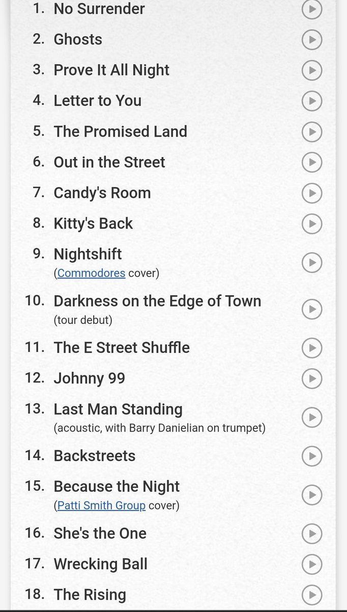 Bruce Springsteen's Tour News on Twitter "The setlist from the show in Detroit (MI), March 29th