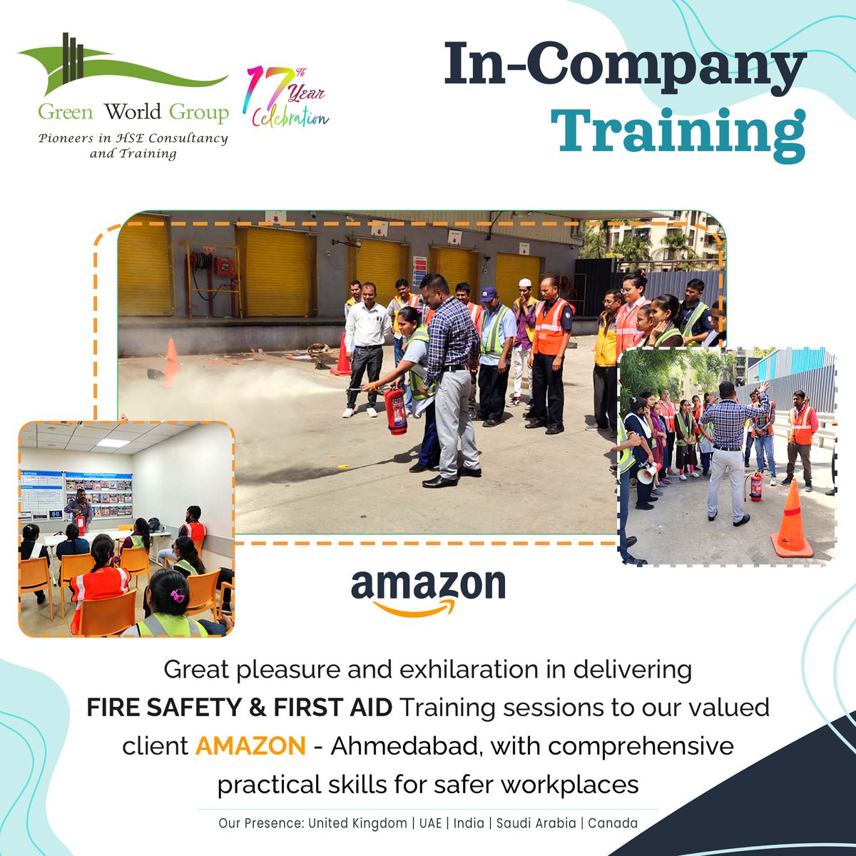 greenwgroup's tweet photo. #GreenWorldGroup #incompanytraining
We delivered #FirstAid & #FireSafety training for our client #Amazon with comprehensive skills to make their workplace safer.
Visit us: https://t.co/S9fGsQz1rL
Contact Mr. Kalyan Pathakota | +91 8121563728 | kalyan.r@greenworldsafety.com https://t.co/tMTDYd8Doc
