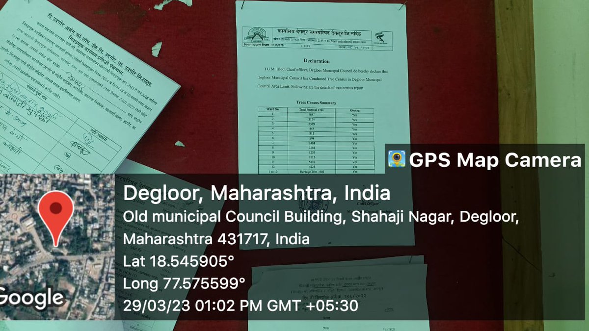 codegloor's tweet photo. देगलूर नग��परिषदे मार्फत शहराच्या हद्दीतील वृक्ष गणना करण्यात आली असून त्या संबंधी चा तपशील नगर परिषदेच्या नोटीस बोर्ड वर प्रसिद्ध करण्यात आला #majhivasundhara https://t.co/VdKGYxzR9B