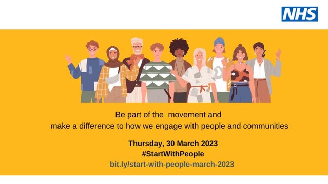 Thank you @kennygibsonnhs, wise words!

Today I am excited to be #Virtual producer of #StartWithPeople, a @Zoom event 

@LiviButt will lead the day as participants explore power

Join us: bit,ly/Start-With-People-March-2023
#SolvingTogether #EarlyRisersClub #NewPower @NHSCitizen