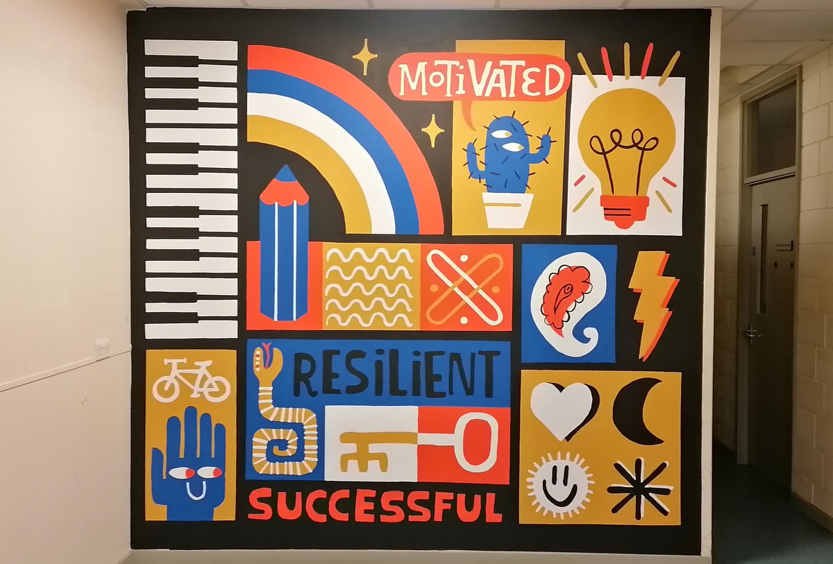 Wow.  Another great mural painted <a href="/Mark_Rutherford/">Mark Rutherford School</a> by artist/illustrator Katie Allan, some year 12's and support from students in lower years. Thank you to all those involved. #markrutherford #Wellbeing #education #markrutherfordsixthform