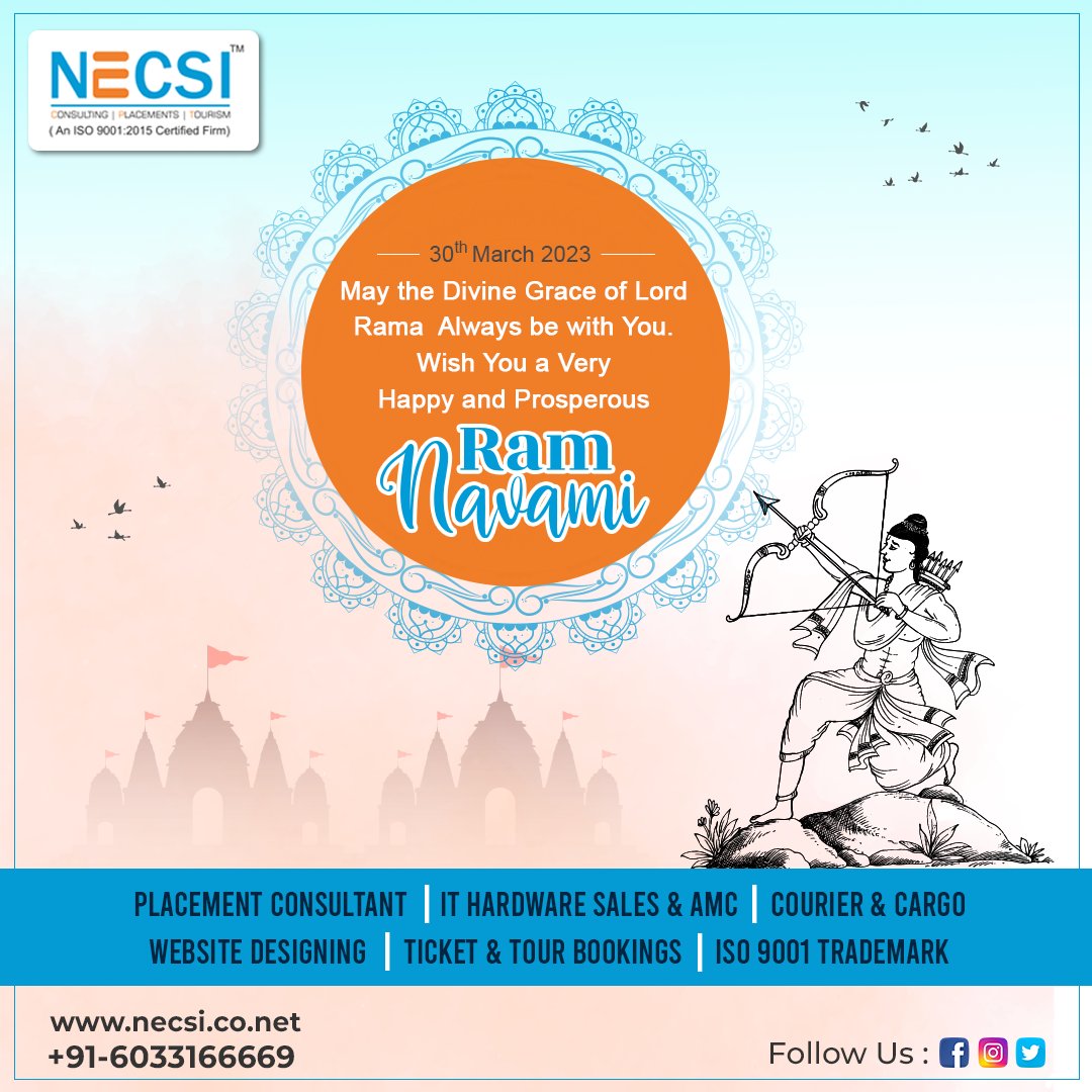 NecsiIndia's tweet photo. Let us celebrate the triumph of good over evil and seek blessings from Lord Ram on this auspicious day. Happy Ram Navami!
#ramnavami #ramanavami #ramnawami #happyramnavami #ram #hanuman #sitaram #sita #rama #jaisitaram #jaishreeram🚩🚩 #jaishreeram🙏🚩 #jaishreeramji #NECSI https://t.co/Eau8ZqRByX