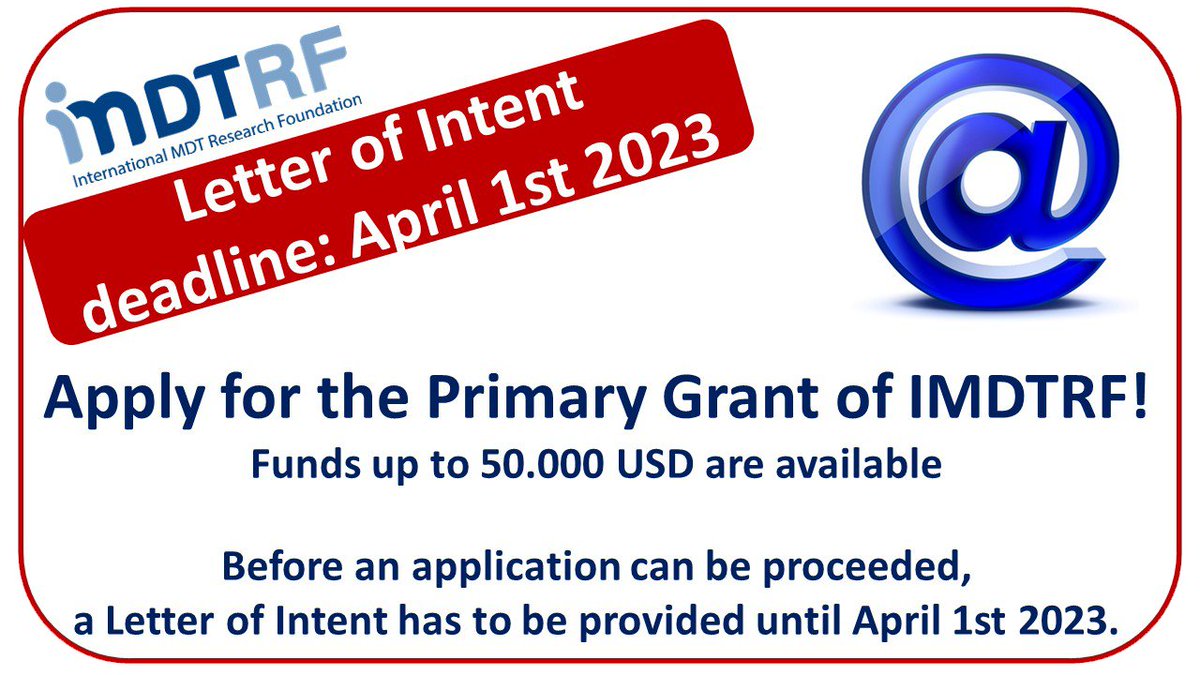 Researchers, it's time to get your LOI ready!
Apply for up to 50.000 USD.

imdtrf.org/wordpress/gran…