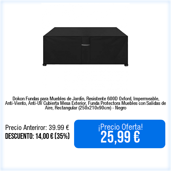 WebPromociones's tweet photo. 🛒📦⬇️Ver en Amazon⬇️📦🛒
https://t.co/7h3M7zkyAA
Dokon Fundas para Muebles de Jardín, Resistente 600D Oxford, Impermeable, Anti-Viento, Anti-UV Cubierta Mesa Exterior, Funda Protectora Muebles con Salidas de Aire, Rectangular (250x210x90cm) - Negro https://t.co/mBSp38gRIi