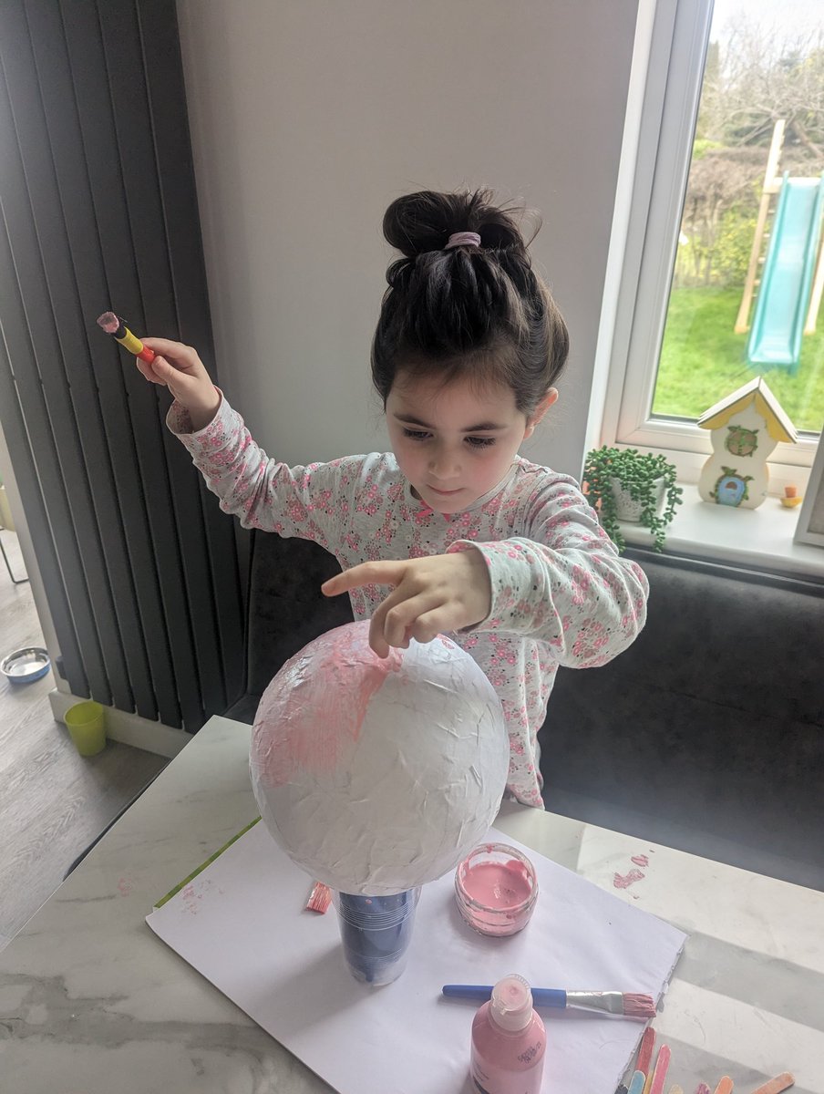 AliciaEmsell's tweet photo. @MundellaRockets Elsie has had great fun learning how to use paper mache whilst making her Easter bonnet (and lots of mess) and is looking forward to showing you tomorrow https://t.co/FzMOgmtRZe