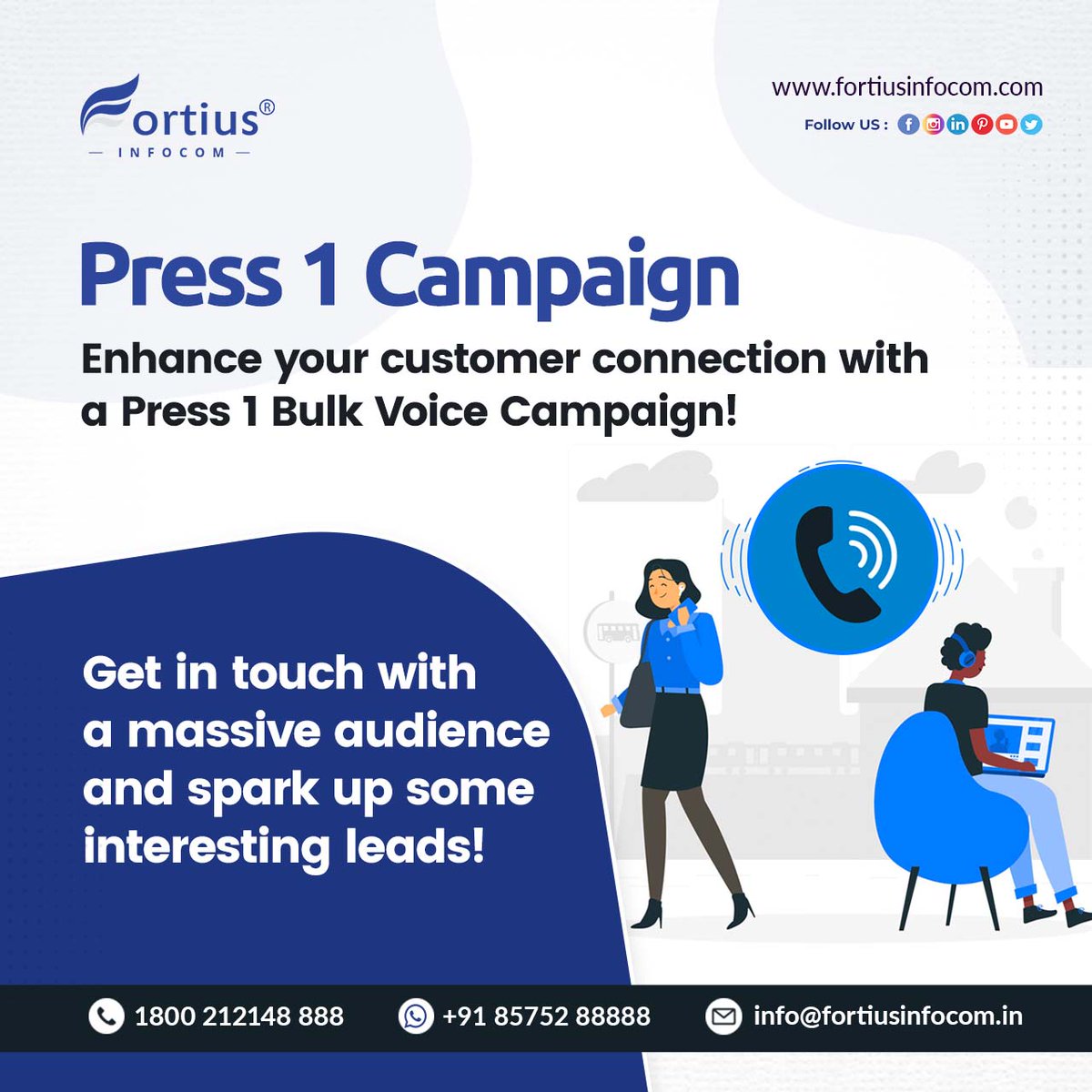 fortiusinfocom's tweet photo. 👋Listen up everyone! Get ready to engage with a massive audience and spark up some interesting leads through your press 1 bulk voice campaign. 🤩Enhance your customer connection with this awesome opportunity - let's go!  #press1campaign 🤩 #Press1 #VoiceCampaign #marketing #promotion #targetaudiance #businessowner
🌐 https://t.co/JrNsj9PLho