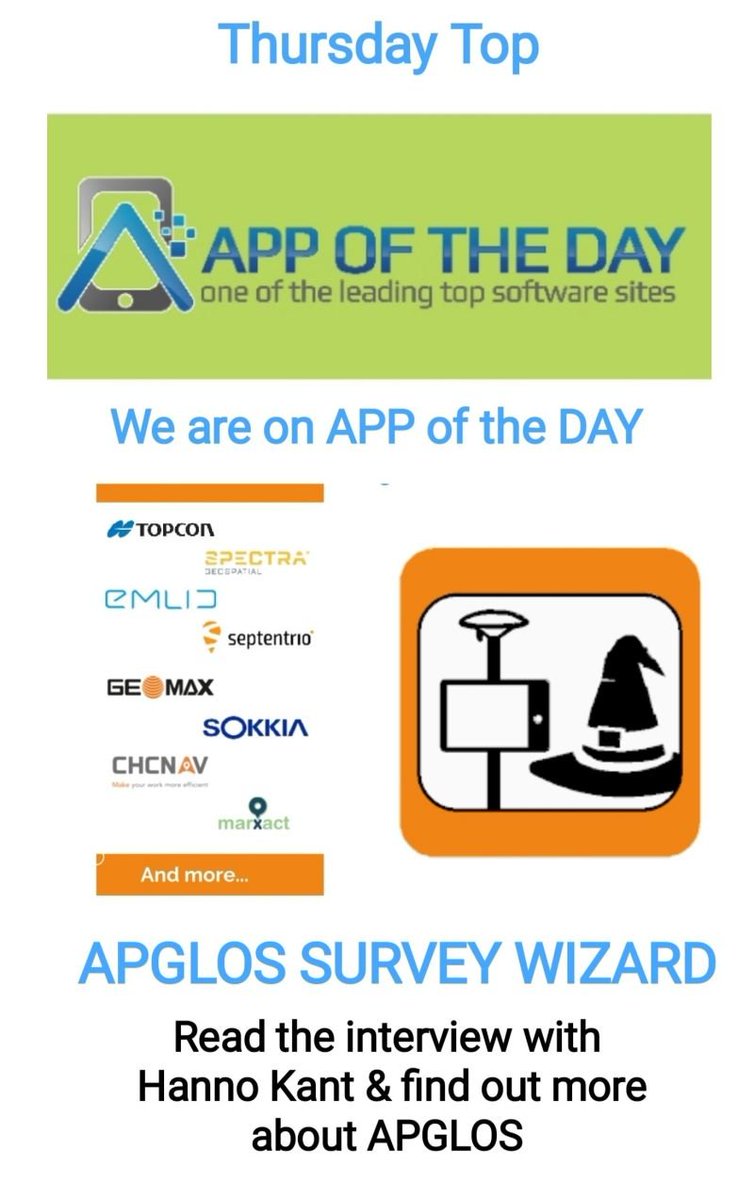 APGLOS are on APP of the Day
: lnkd.in/gEJCcexf

#landsurveying 4 Everyone - #magic of Land Surveying 
#app #collaboration #teamwork #gismapping  
#ios #education #training #HSE #software #construction
#mapping  #gnss #infrastructure #utilities 
#sustainabledevelopment