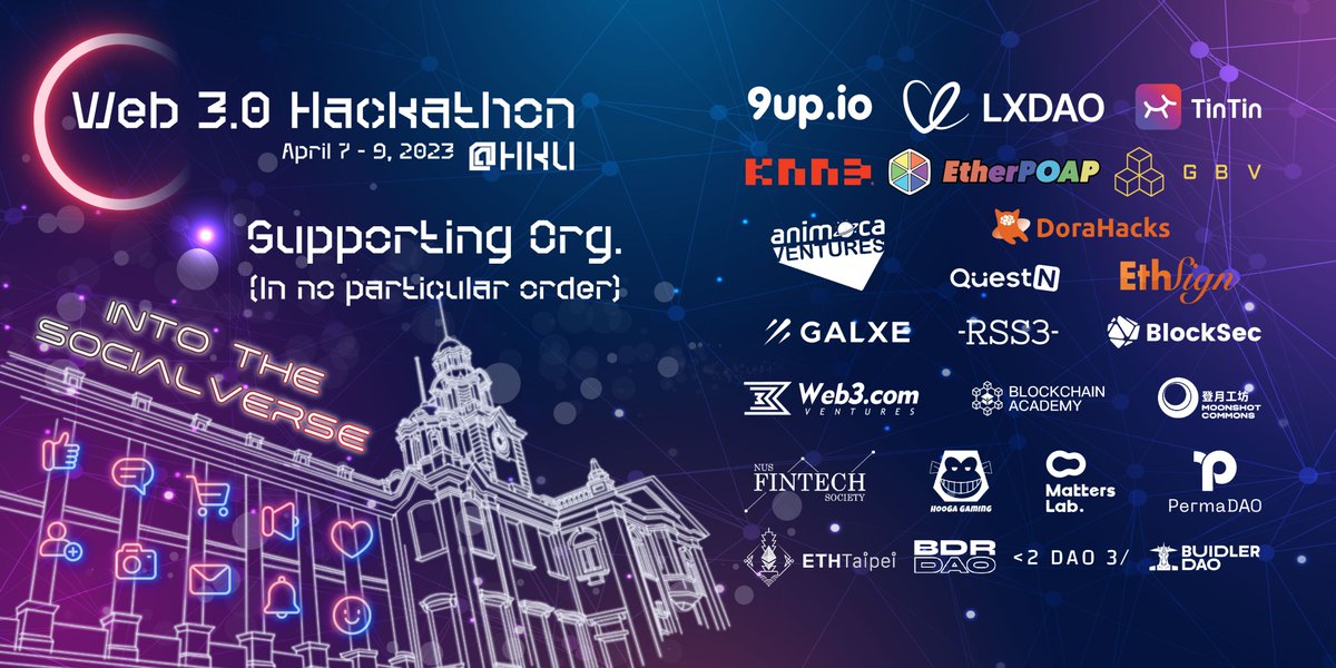 0xBlockBooster's tweet photo. 早安🇭🇰，熱烈歡迎我們黑客松的支持夥伴，包括 @9upio @LXDAO_Official @Tintinland2021 @Knn3Network @EtherPOAP @gbvofficial @AnimocaVentures @DoraHacks @ethsign @QuestN_com @Galxe @rss3_ @BlockSecTeam @Web3com_VC @Blockchain_AC @HoogaGaming @perma_dao @EthTaipei @2Dao3 @BreederDodo🔥 https://t.co/cdvlDiVa3I