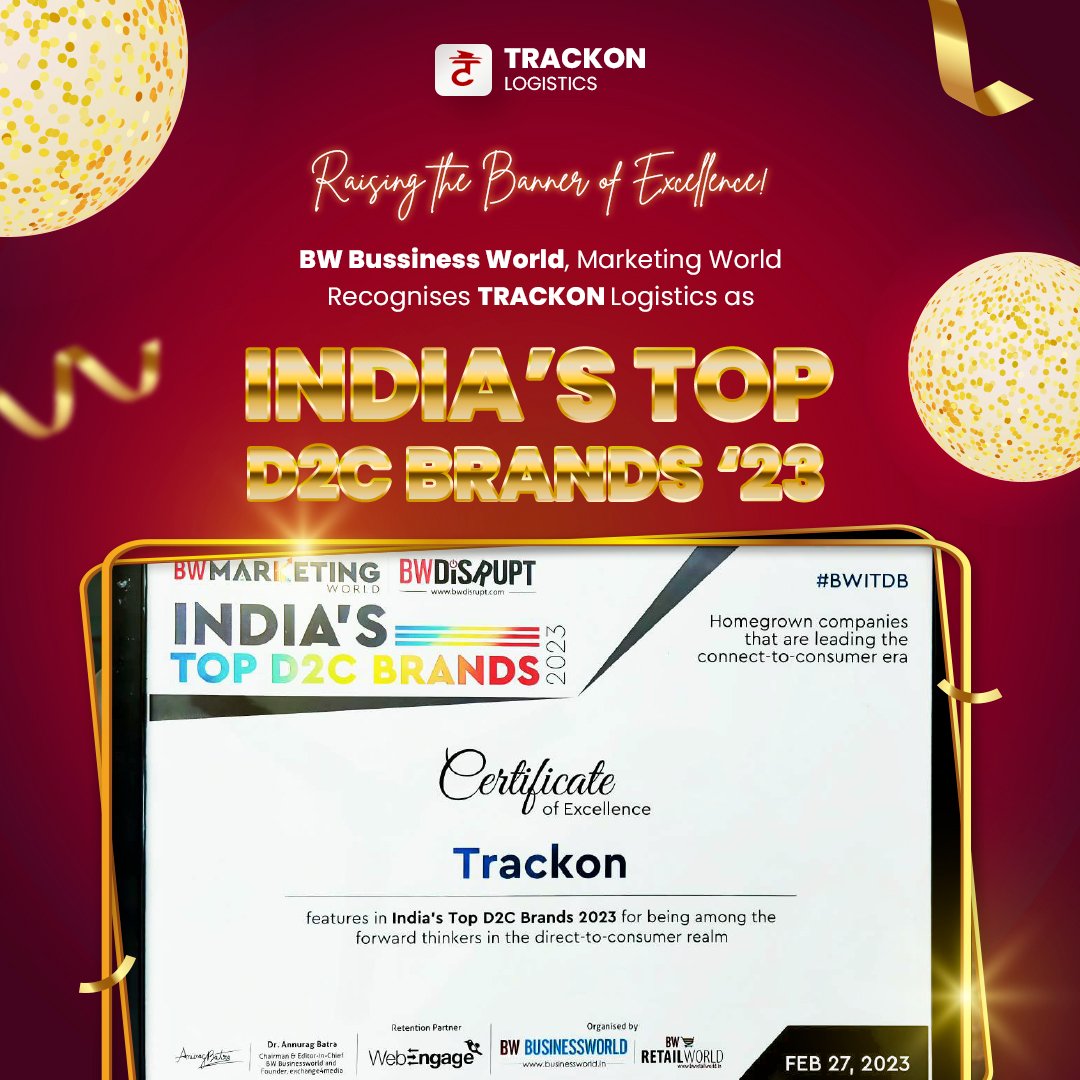 Get your deliveries on track with India's top D2C brand! Trackon, is now recognized as India’s Top D2C Brands by Business World within 30words

Trust Trackon to take your logistics game to the next level. 🚚🌟

#Trackon #TopD2CBrand #LogisticsSolutions #logistics #india #brand
