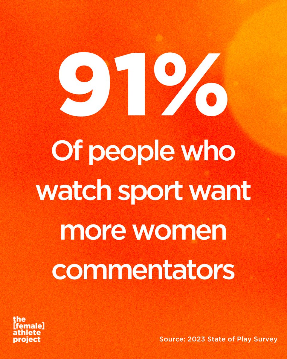 91% of spectators would like to see more sports commentators that are women.

Having sport told to us in men's voices is a big contributor to making women and girls feel like they don't belong in or have ownership over sport.

[via IG equalpayforequalplay.nsw changeourgame]