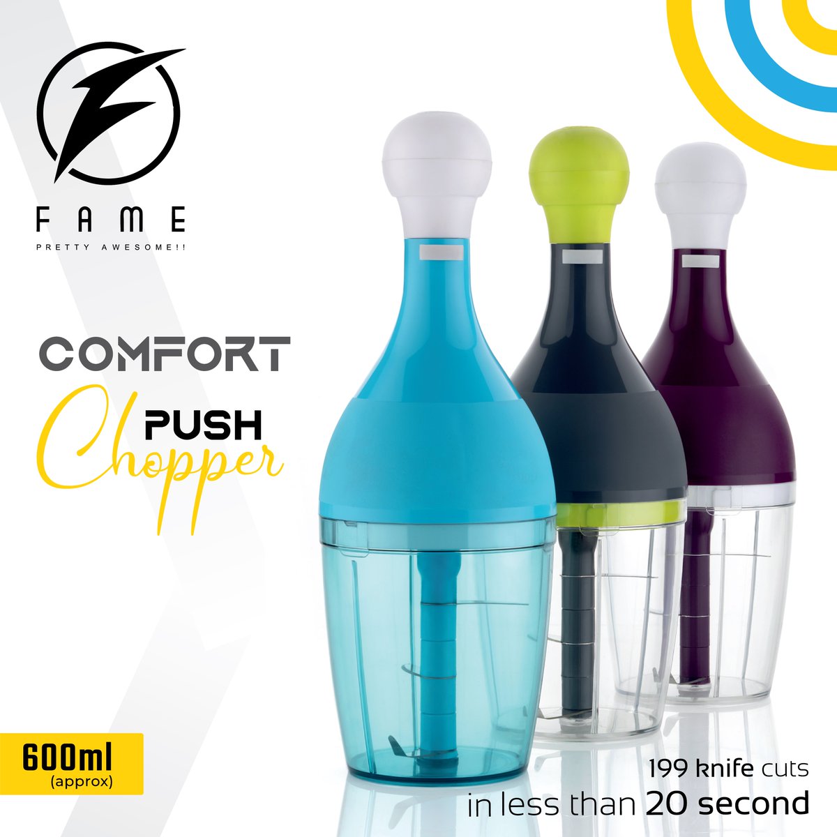 fame_products's tweet photo. Fame 'COMFORT' Push chopper is perfect for cutting onions, garlic, tomatoes, vegetables, salads, herbs, fruits, boneless meat, nuts and more in seconds.
#pushchopper #chopper #chopperstyle #fame #fameproducts #kitchenware https://t.co/WRwpld1YkS