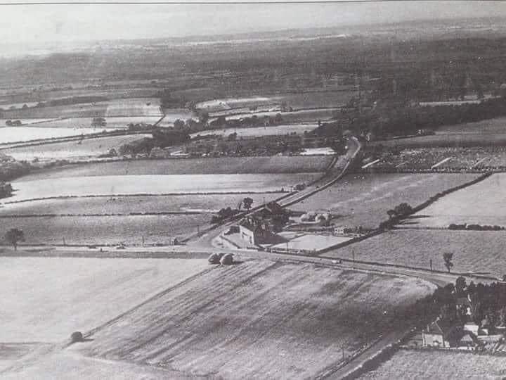 centre_right_'s tweet photo. Historic Middlesbrough 

This incredible aerial view shows the Blue Bell Hotel in Acklam in around 1950 surrounded by fields before the town spread its wings. https://t.co/epsmqwdqhg