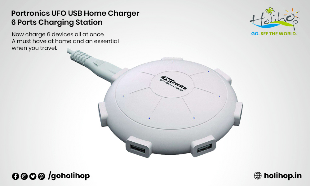 goholihop's tweet photo. A must have accessory when you travel. Now available at Rs. 555 with #FreeShipping. 6 port USB Charger from #Portronics. Its available at the lowest online price for just 6 days more. One place to find all that you need for travel. #GoSeeTheWorld #Holihop #Share https://t.co/Gt7TCZWy2B