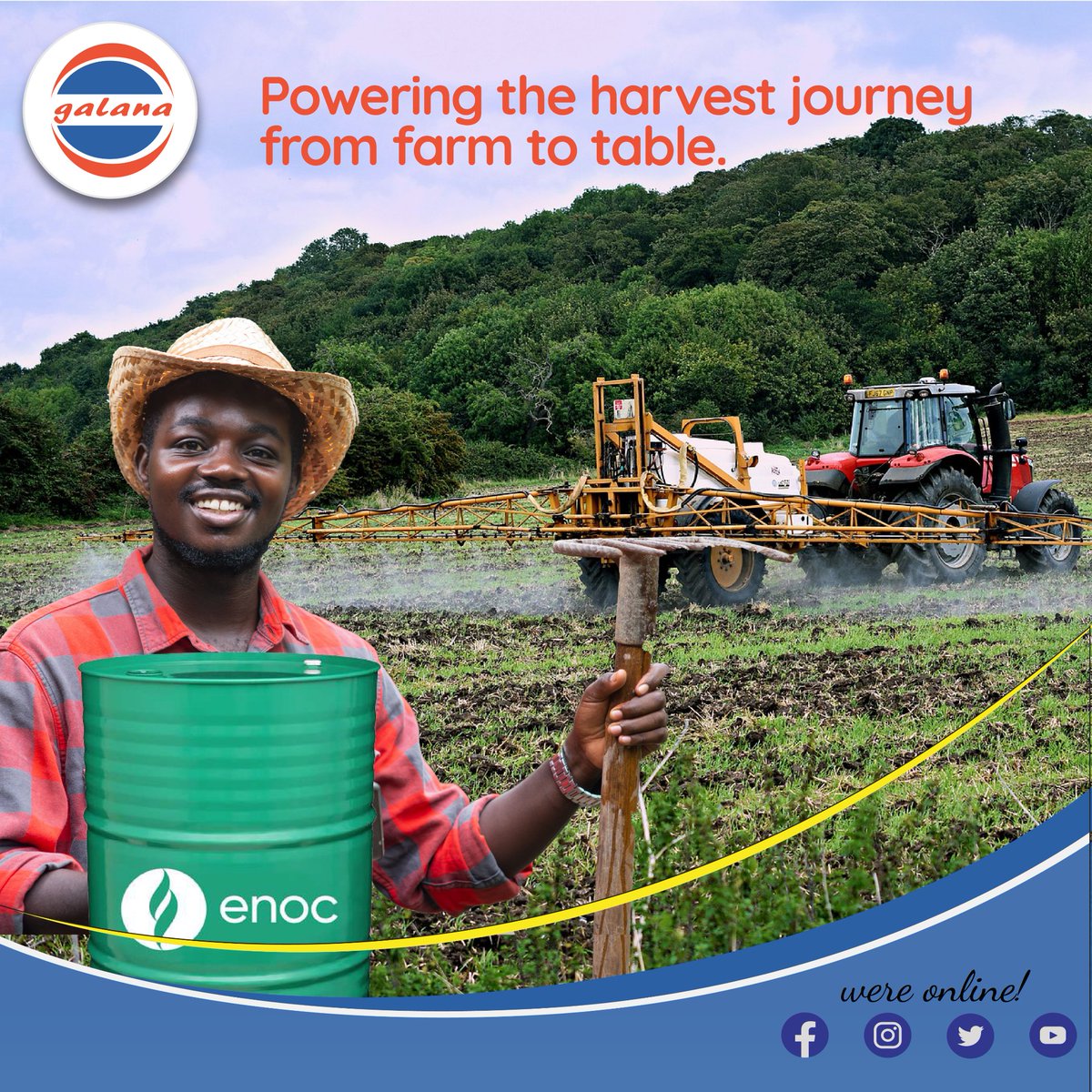 galanaenergies's tweet photo. From the first seeds planted to the final harvest, we know how much care and hard work goes into putting food on our tables. We are honoured to play a small but vital role in this journey #enginelubricants 
@enoc_official
#dieselengineoil #TractorCare #gearoil  #Galana https://t.co/NwPGNKuhRX