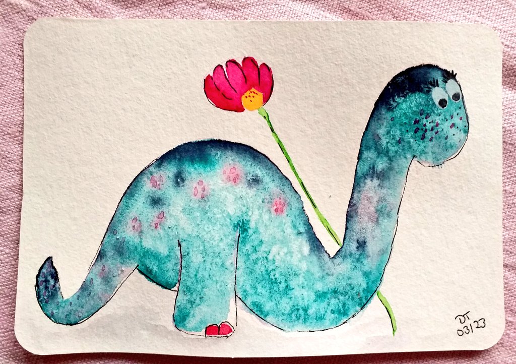 A cute peaceful dino with spring fever for this month's #ScribbleintoArt.

#kleineKunstklasse