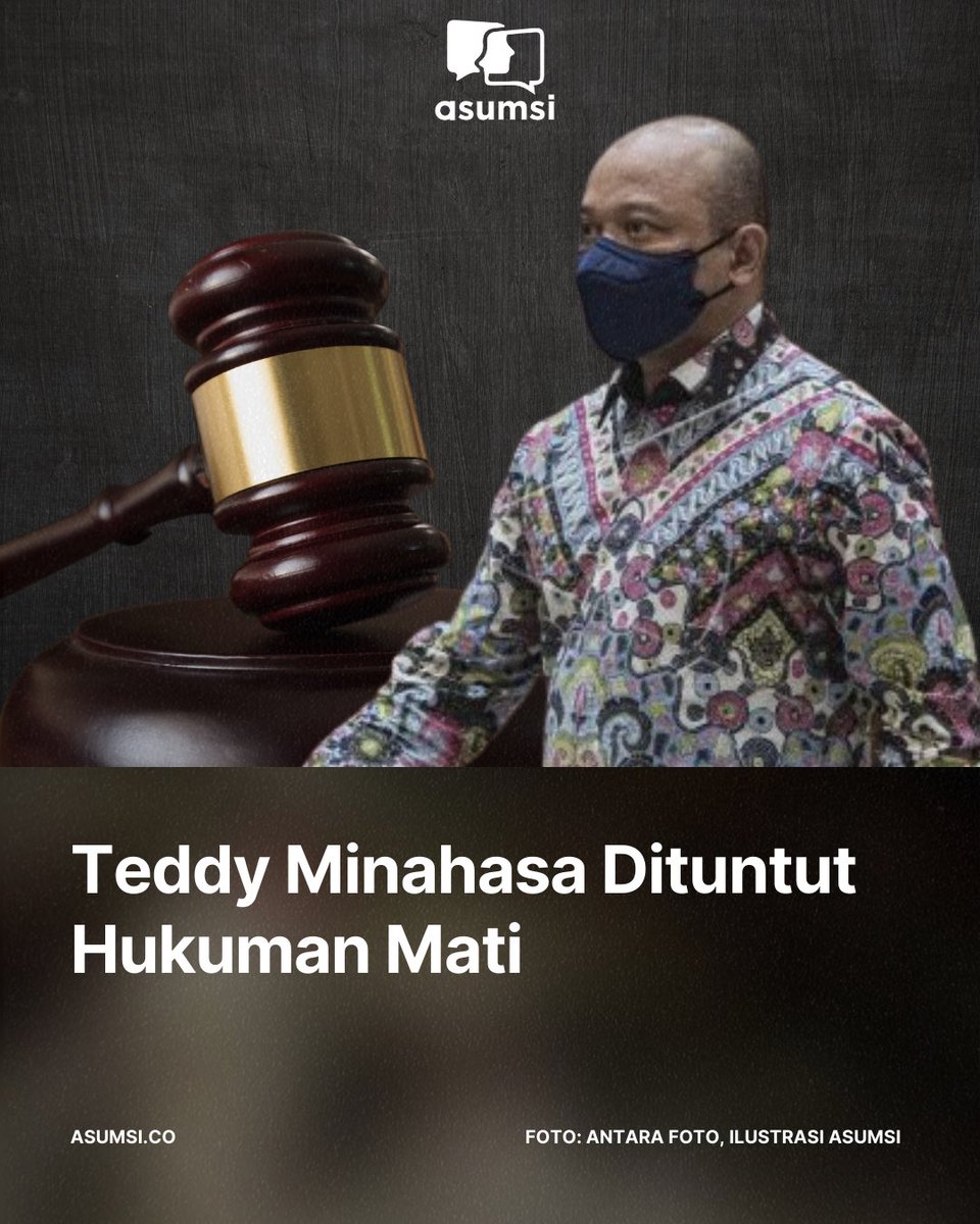 asumsico's tweet photo. 🚨BREAKING NEWS🚨

Mantan Kapolda Sumatera Barat Irjen Teddy Minahasa dituntut hukuman mati oleh jaksa penuntut umum terkait kasus peredaran narkoba jenis sabu. Jaksa menilai Teddy terbukti bersalah menjadi perantara dalam jual-beli narkoba jenis sabu. https://t.co/puPtoFdoFP