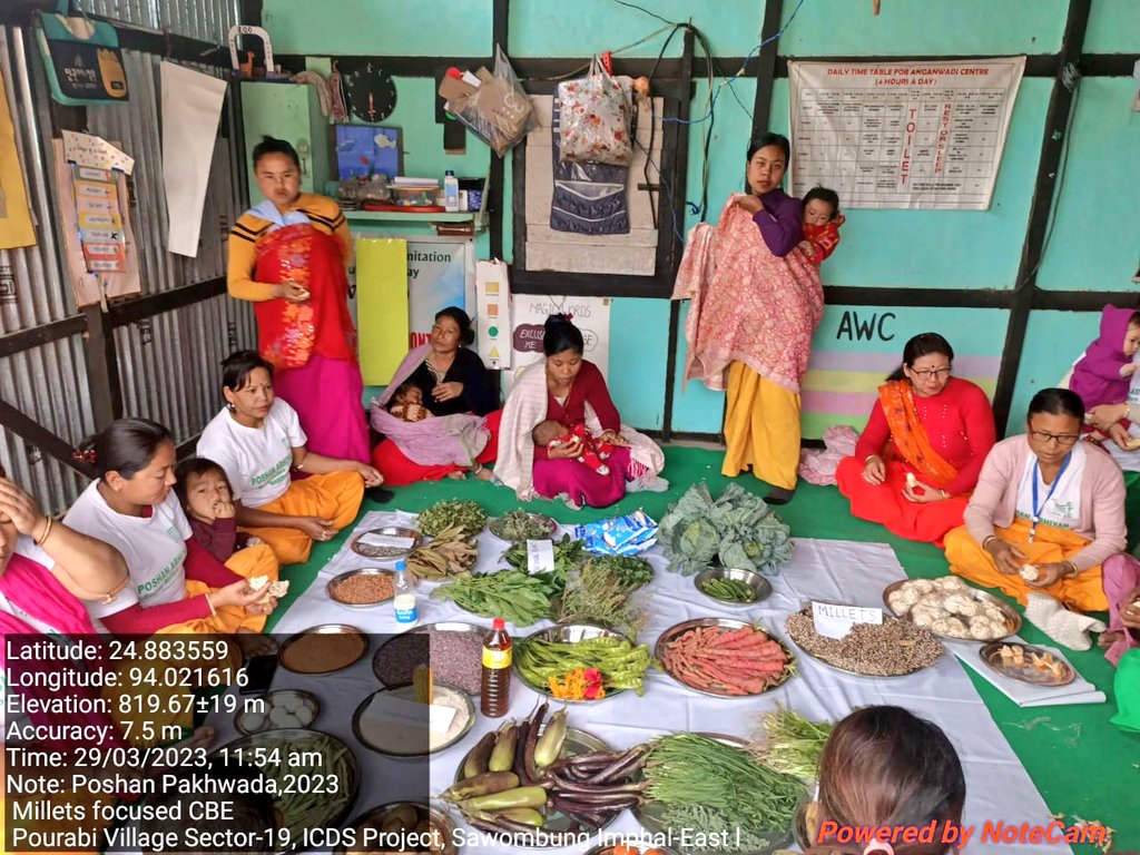 bem_hidang's tweet photo. #PoshanPakhwada2023 
#PoshanAbhiyaan 
#IYM2023 
Awareness camp on healthy dietary practices among the Pregnant women &amp; lactating mothers and benefits of millets by AWWs &amp; AWHs Sector 19 #ICDS Project Imphal East-I #Manipur @MinistryWCD @POSHAN_Official @BanteeKonthouj1 https://t.co/9DSmKS6bYC