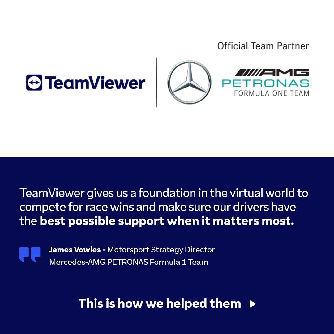 TeamViewer's tweet image. In simracing, millisecond counts in the race🏎️
With TeamViewer Tensor, the @MercedesF1Esp can manage gaming PCs without impacting drivers’ performance.
#TeamViewer #TeamViewerTensor #RemoteSupport