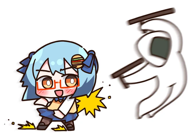 できた。鉄山靠でトンファーおにぎりを撃退するハンバーガーちゃんが 