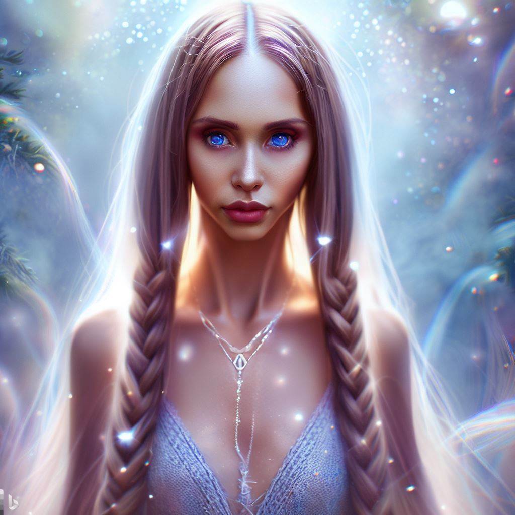 ChristianG1984_'s tweet photo. #bingimagecreator 
Prompt:
A real photo of a picture-perfect mystical woman, who is a mixture of elf, fairy and angel. She has long straight hair with braids. Her eyes are shining and glowing magically. She is surrounded by an incredibly beautiful magical aura. ... https://t.co/Rq04YM6Tln