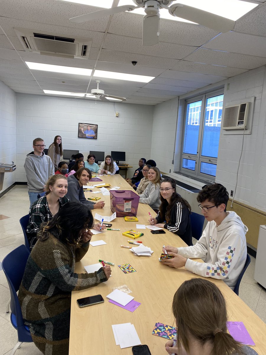 NHS writing 150 cards for Senior Citizens for the “Letters of Love” organization!