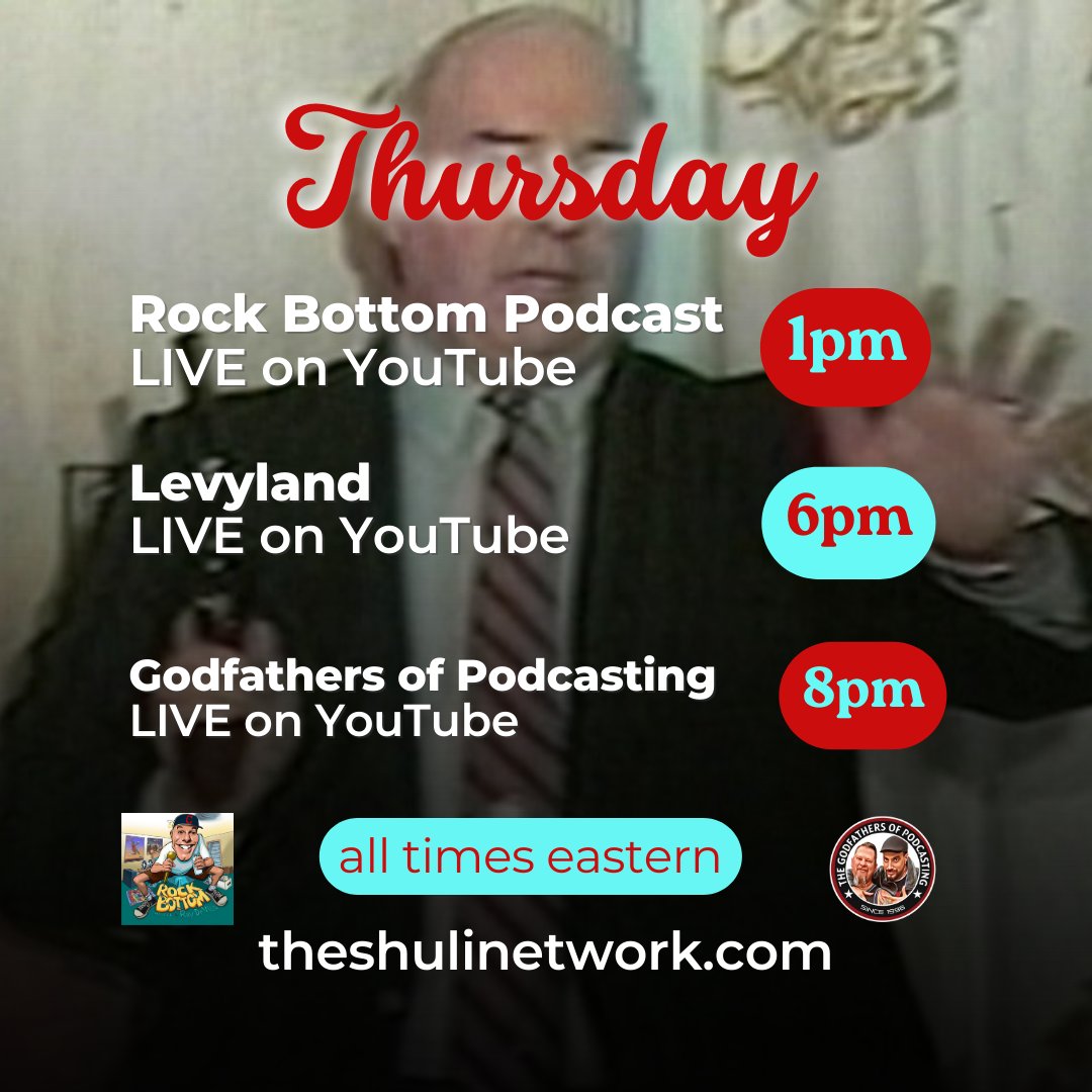 TheUncleRicoSho's tweet photo. Today on The Dumb Shuli Network:

Rock Bottom Podcast with soon-to-be former employee @raydevito &amp; special guest @AaronImholte LIVE on YouTube @ 1pm est.

We don't say this often but you DON'T want to miss Ray's show today.

@LevylandShow @ 6pm  

@godfathersofpod @ 8pm
#podcasts https://t.co/JHABBOPwO1