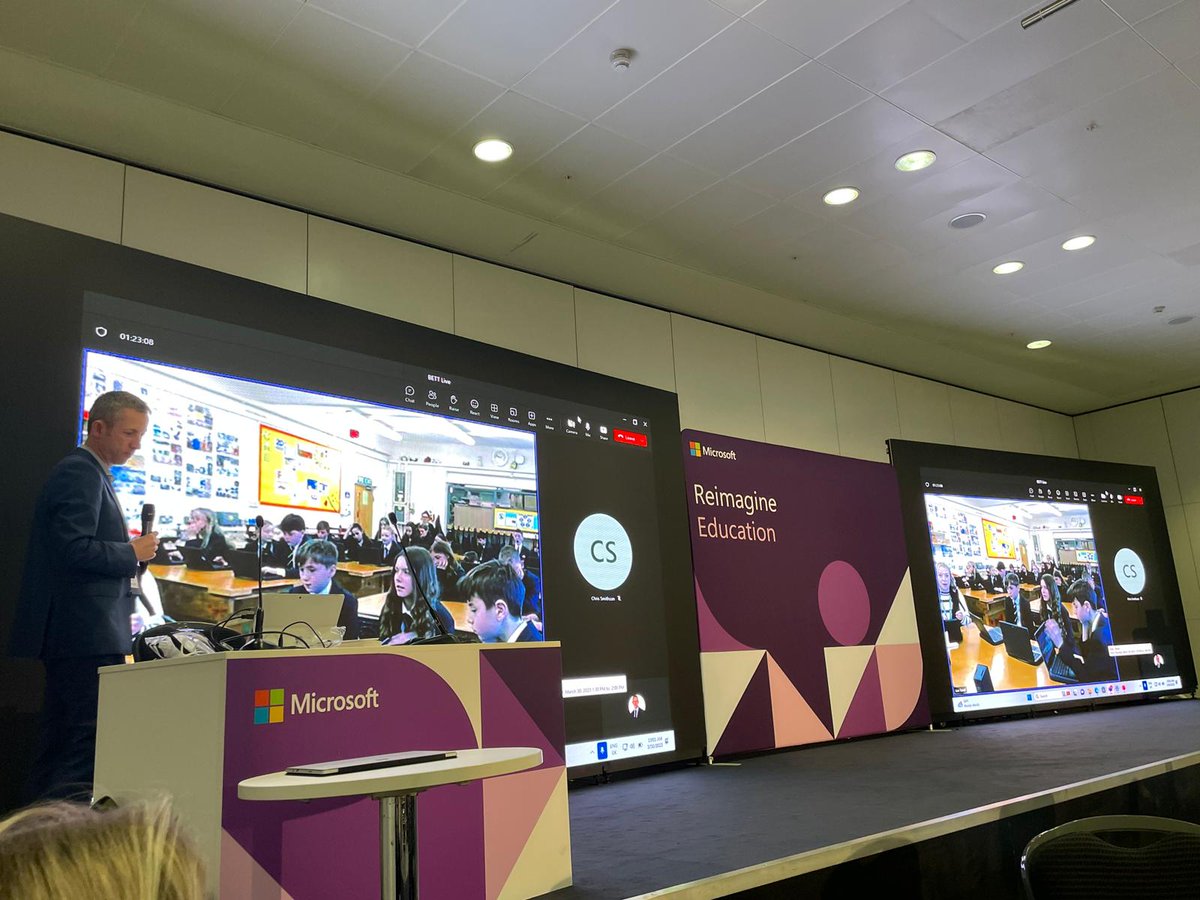Thanks to the Y7 pupils <a href="/ribbweb/">Ribblesdale School</a>, supported by <a href="/Leeasmall/">Lee Small</a> , for being part of our  #Bett2023 presentation showcasing all things <a href="/MSEducationUK/">Microsoft Education UK</a> and how it's used to support learners.  <a href="/EdtechukHQ/">Edtech UK</a>