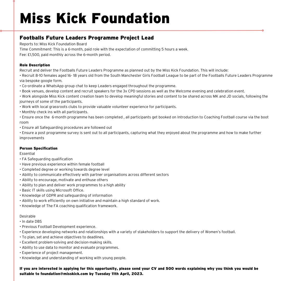 📣We’re hiring a project lead! ⚽️

All details can be found below! 👇