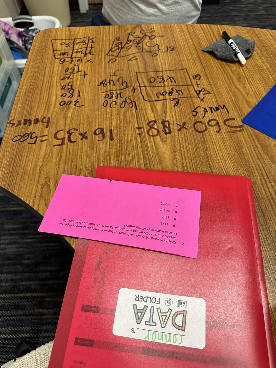 Tried something new and had students leave ALL their work so that we could talk through their attempts. We then used different colors to highlight their new attempts so we could reflect on the productive struggle they accomplished. Thank you @KatyISDLearning! @Golbowtweets