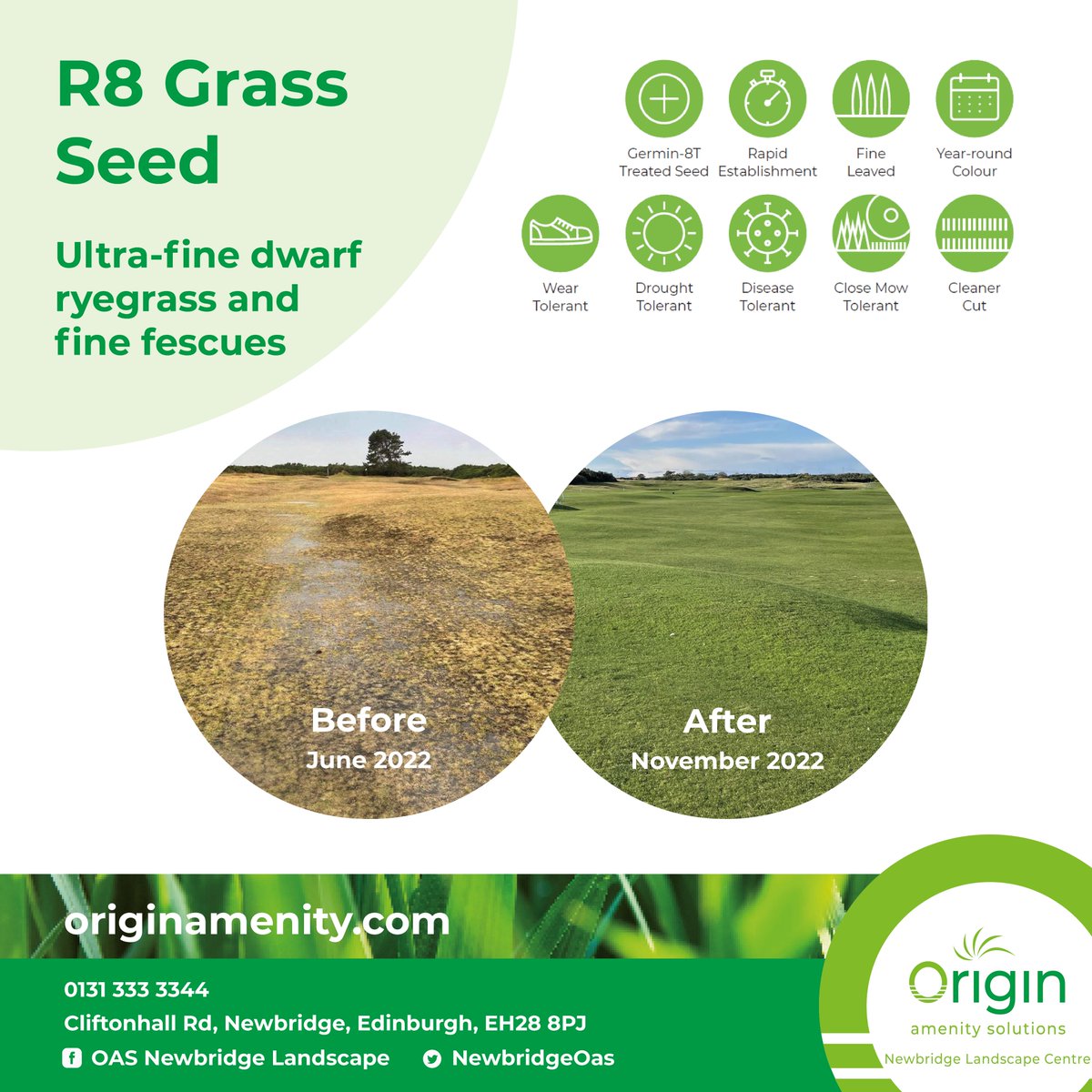 NewbridgeOas's tweet image. 🌱 Grass Seed 🌱

The R8 Grass Seed is one of many in our R-Range that you can rely on to transform your ground!

To view our range and order a brochure, contact us on:
📞 +44 131 333 3344
📧 scotlandsales@originamenity.com

#originamenitysolutions #scotland #edinburgh