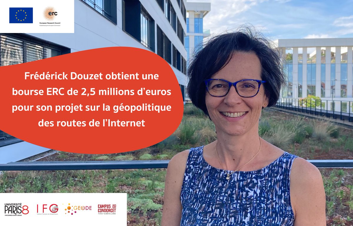 IFGeopolitique's tweet photo. 🎉 L’Institut Français de Géopolitique est fier de compter l’un de ses enseignants chercheurs parmi les lauréats d’une bourse @ERC_Research Advanced. Frédérick Douzet obtient une bourse de 2,5 millions€ pour son projet ambitieux et innovant DATAROUTES 🚀

https://t.co/4hzQNLJvF7 https://t.co/jylpJN6BYj