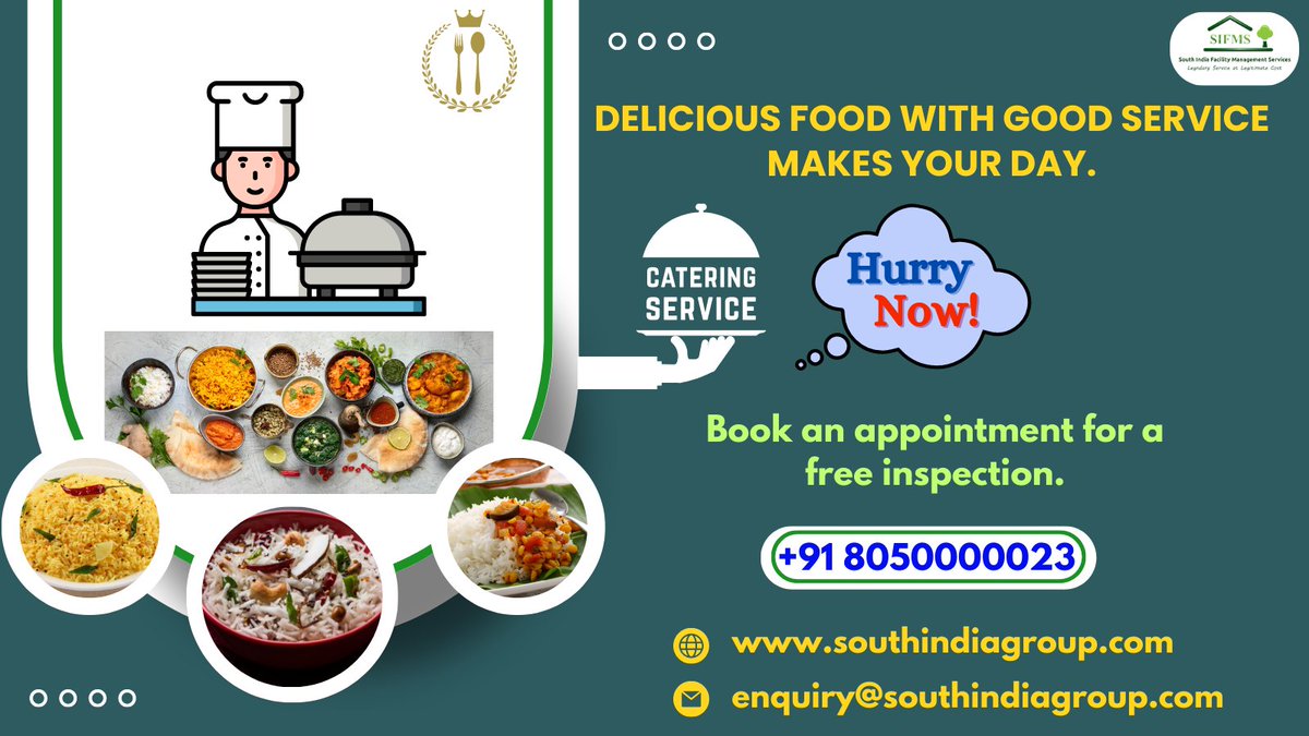 sifms_in's tweet photo. Delicious meals are made easy with SIFMS Catering Services. Let us do the cooking for you and enjoy every bite! 8050000023 https://t.co/M42836ywEv #facilitymanagementservices #housekeepingservices #sifms #laundryservice #drycleaningservices #manpowerresource #hroutsourcingservice https://t.co/TWFQPXuxME