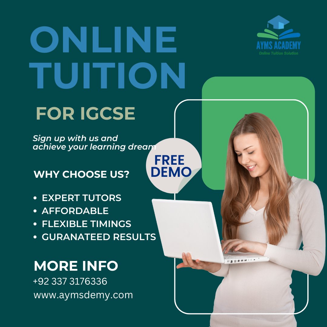 Unlock your full potential with our IGCSE system! Our online tuition academy offers personalized support and expert guidance to help you excel in your studies. Join us today and see the difference.
+92 337 3176336
#aymsonlinetuition #aymsacademy #onlineteacher #experttutor