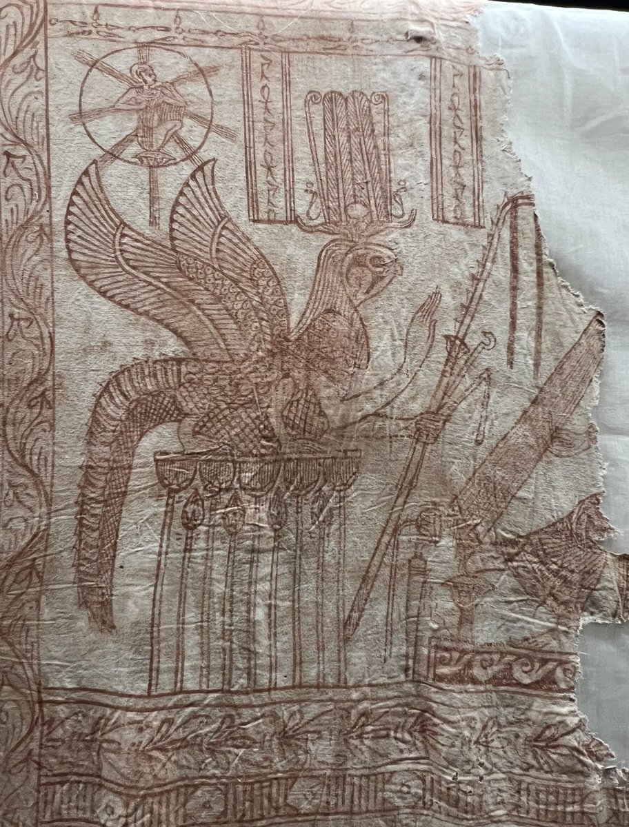 Somewhat_Quiet's tweet photo. For #TextileThursday, two closeups of #Roman-era (2ndCE) linen tunics that were found at #Saqqara. First picture shows #Isis working and weaving on a loom. At the National Museum of #Egyptian Civilization in #Cairo. https://t.co/7J9xDKxQBE