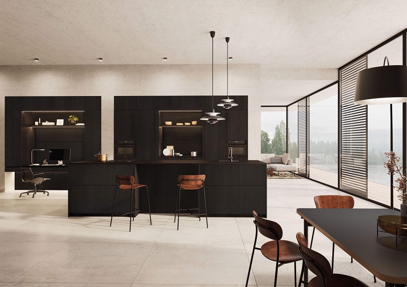 StefanSzekely4's tweet image. A beautiful and bold statement piece! 🤩 Create an ultra-modern, dramatic kitchen space guaranteed to wow your guests with this sleek #darkkitchen design. 💫 
From functional to fashionable, we've got you covered at #VictoriaKitchens!⁣⁣ #GreenwichKitchenShowroom