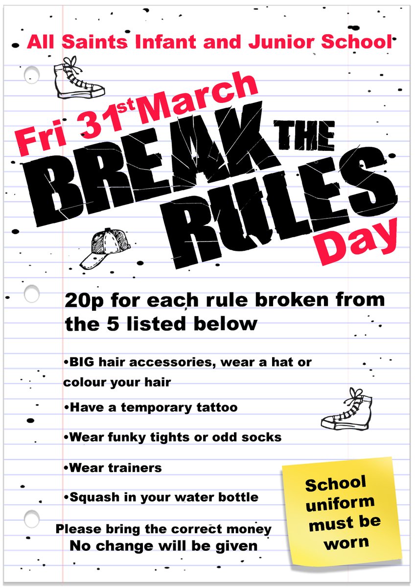 ASJSASIS's tweet photo. Don't forget it's Break The Rules Day tomorrow! Who's going to be breaking the rules?! 😝
#ASJS #ASIS #wherethosewhoinspirecometobeinspired https://t.co/4ZqZfuIO6E
